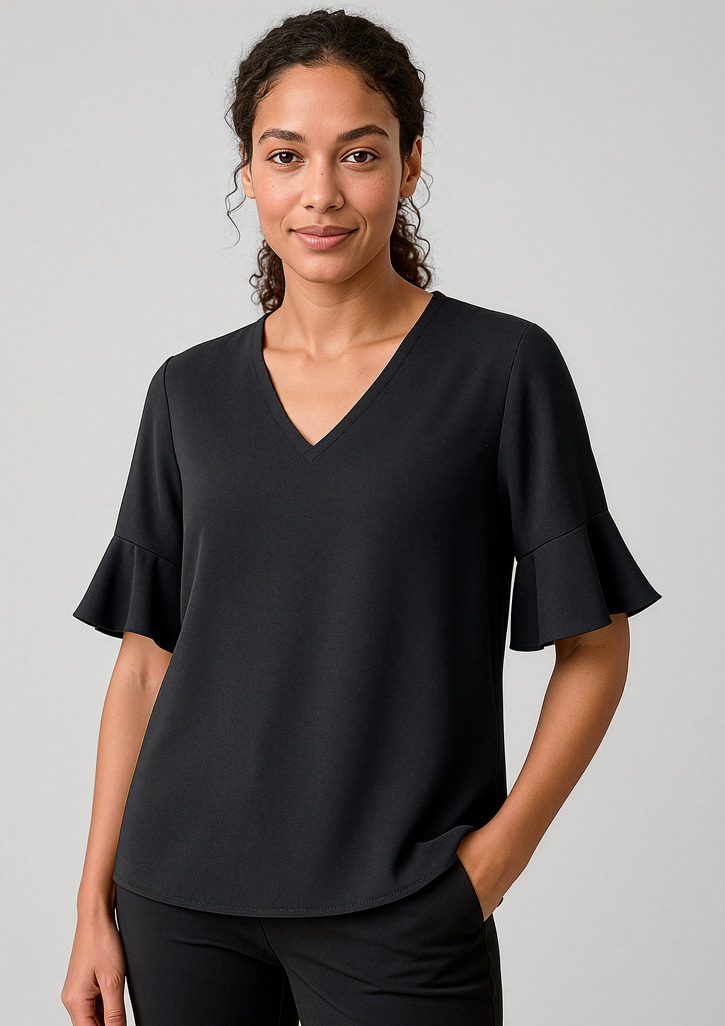 Womens Aria Fluted Sleeve Blouse - Image 5