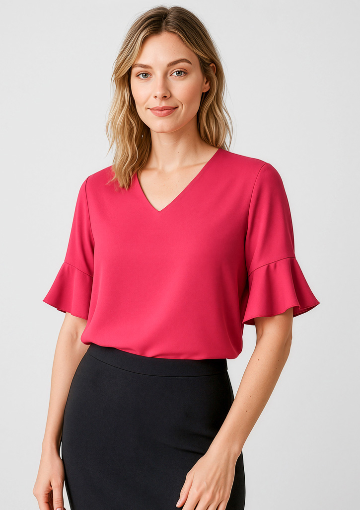 Womens Aria Fluted Sleeve Blouse - Image 2
