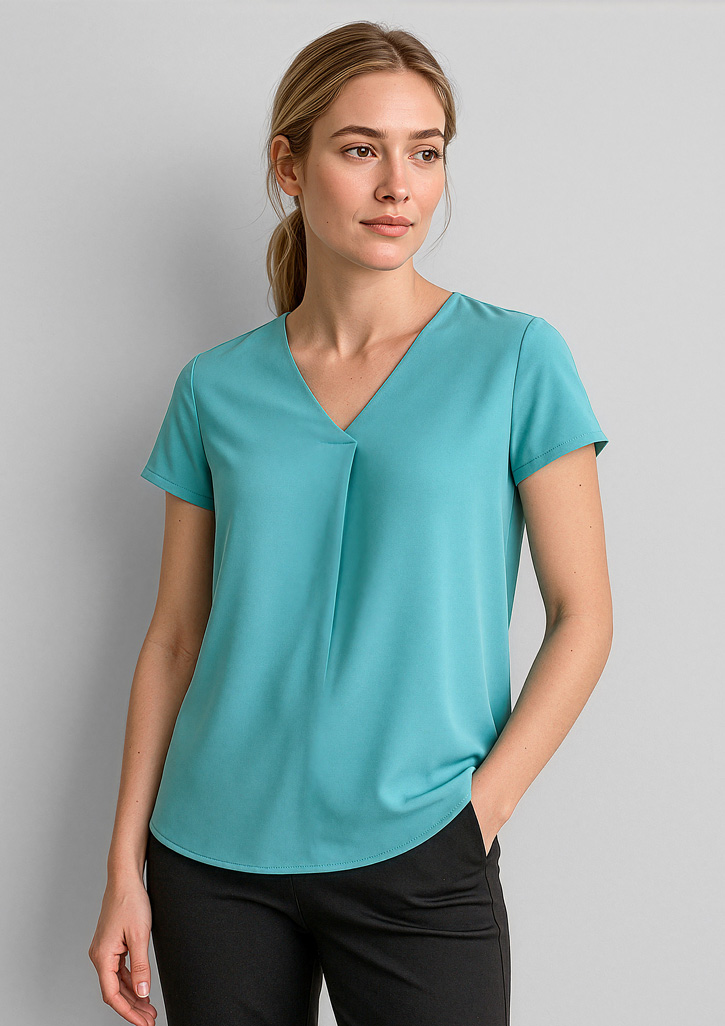 Womens Kayla V-Neck Pleat Blouse - Image 5