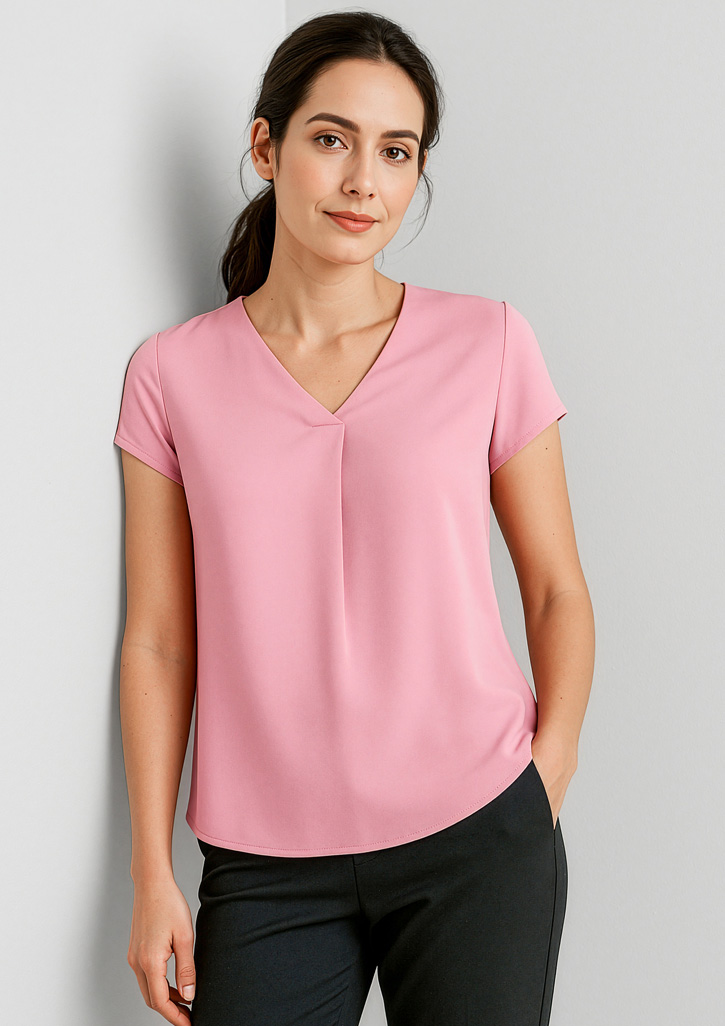 Womens Kayla V-Neck Pleat Blouse - Image 11