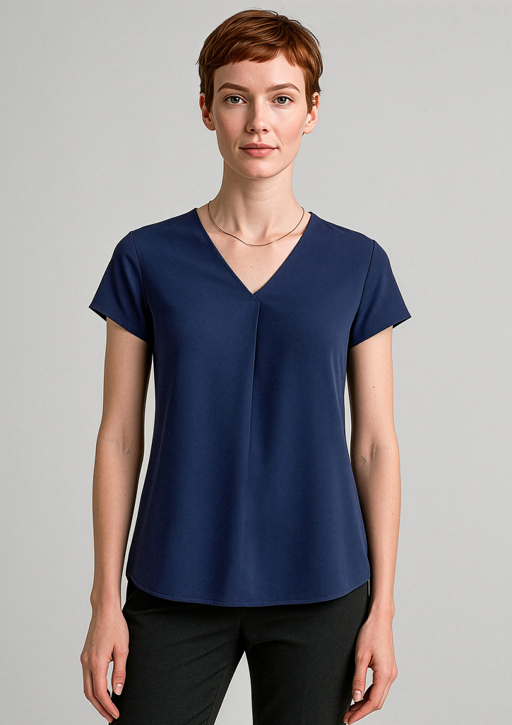 Womens Kayla V-Neck Pleat Blouse - Image 8
