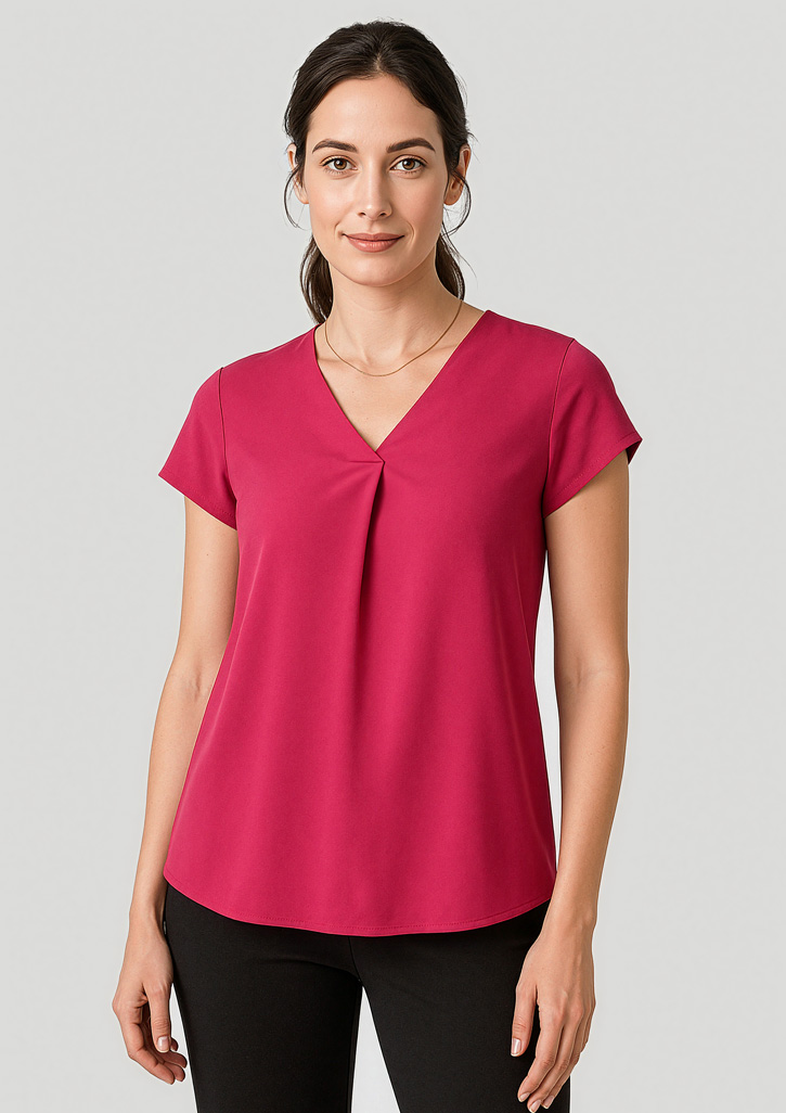 Womens Kayla V-Neck Pleat Blouse - Image 17