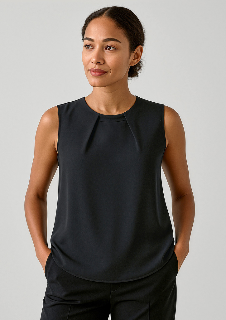Womens Estelle Sleeveless Pleat Detail Blouse - Image 5