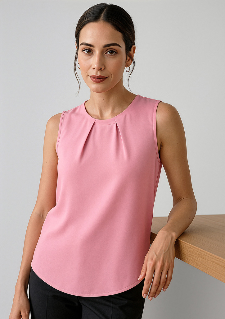 Womens Estelle Sleeveless Pleat Detail Blouse - Image 11