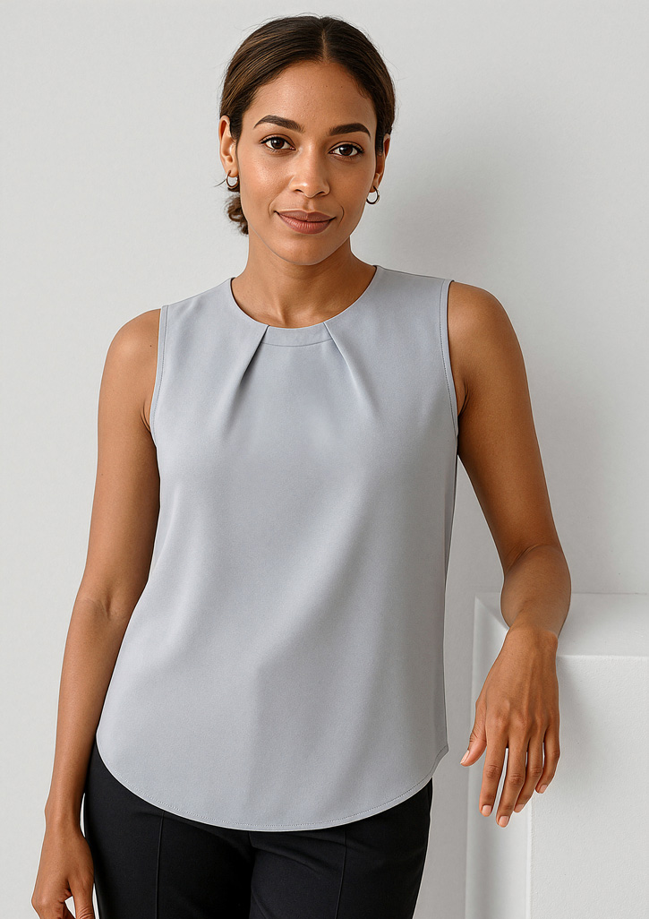 Womens Estelle Sleeveless Pleat Detail Blouse - Image 8