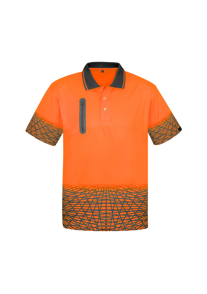 Mens Hi Vis Tracks Short Sleeve Polo - Image 6
