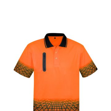 Mens Hi Vis Tracks Short Sleeve Polo