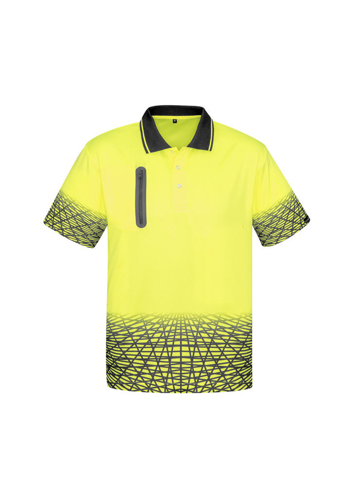 Mens Hi Vis Tracks Short Sleeve Polo - Image 4