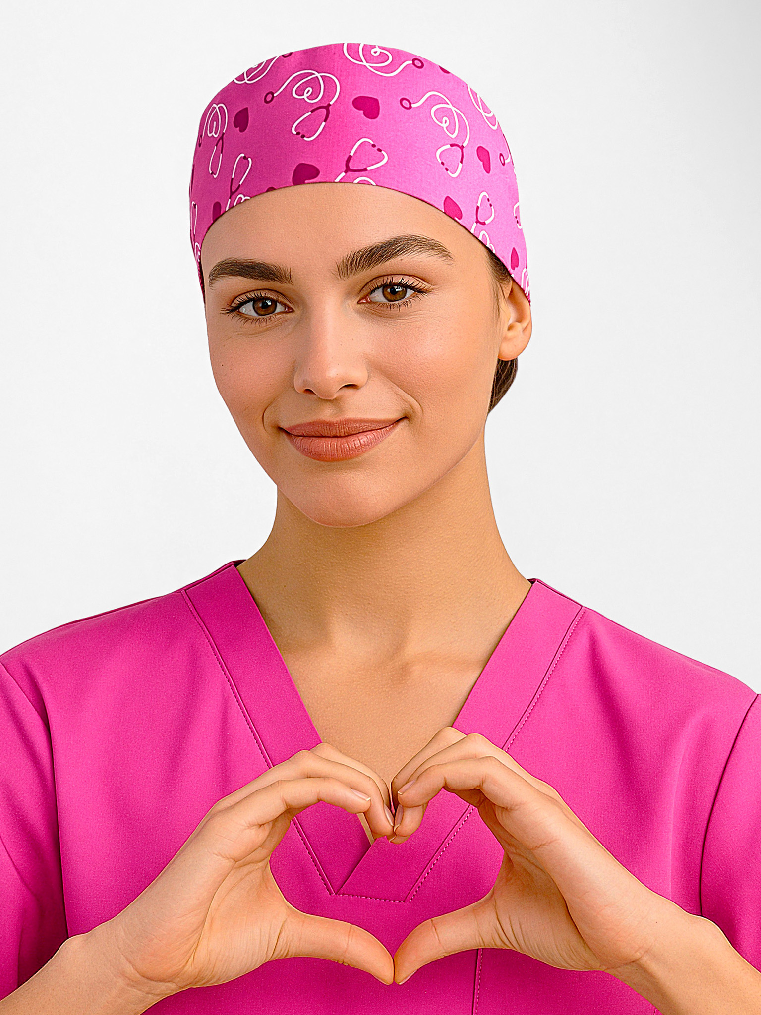Unisex Pink Printed Scrub Cap - Image 2