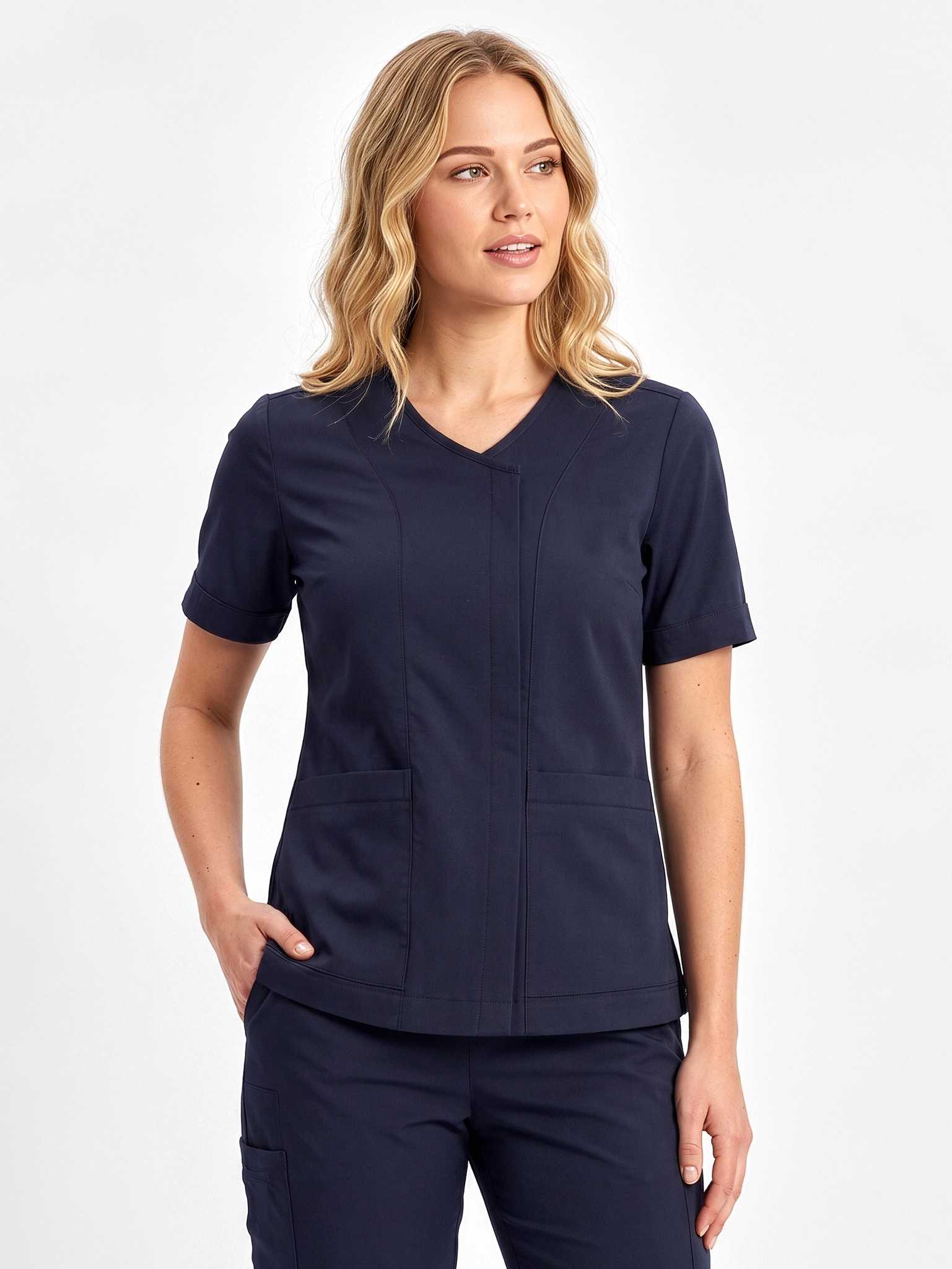 Womens Parks Zip Front Crossover Scrub Top - Image 2