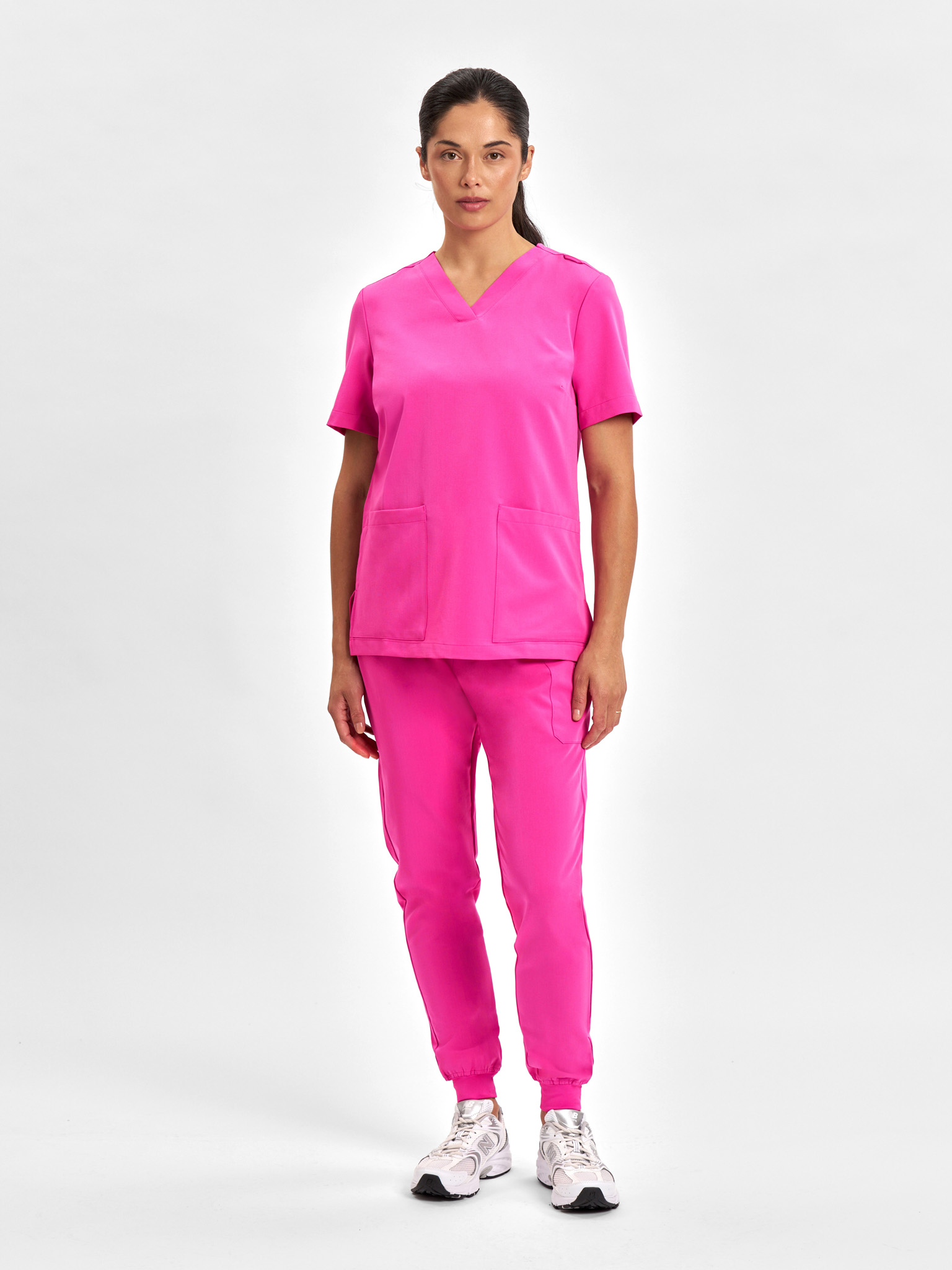 Womens Pink V-Neck Scrub Top - Image 3