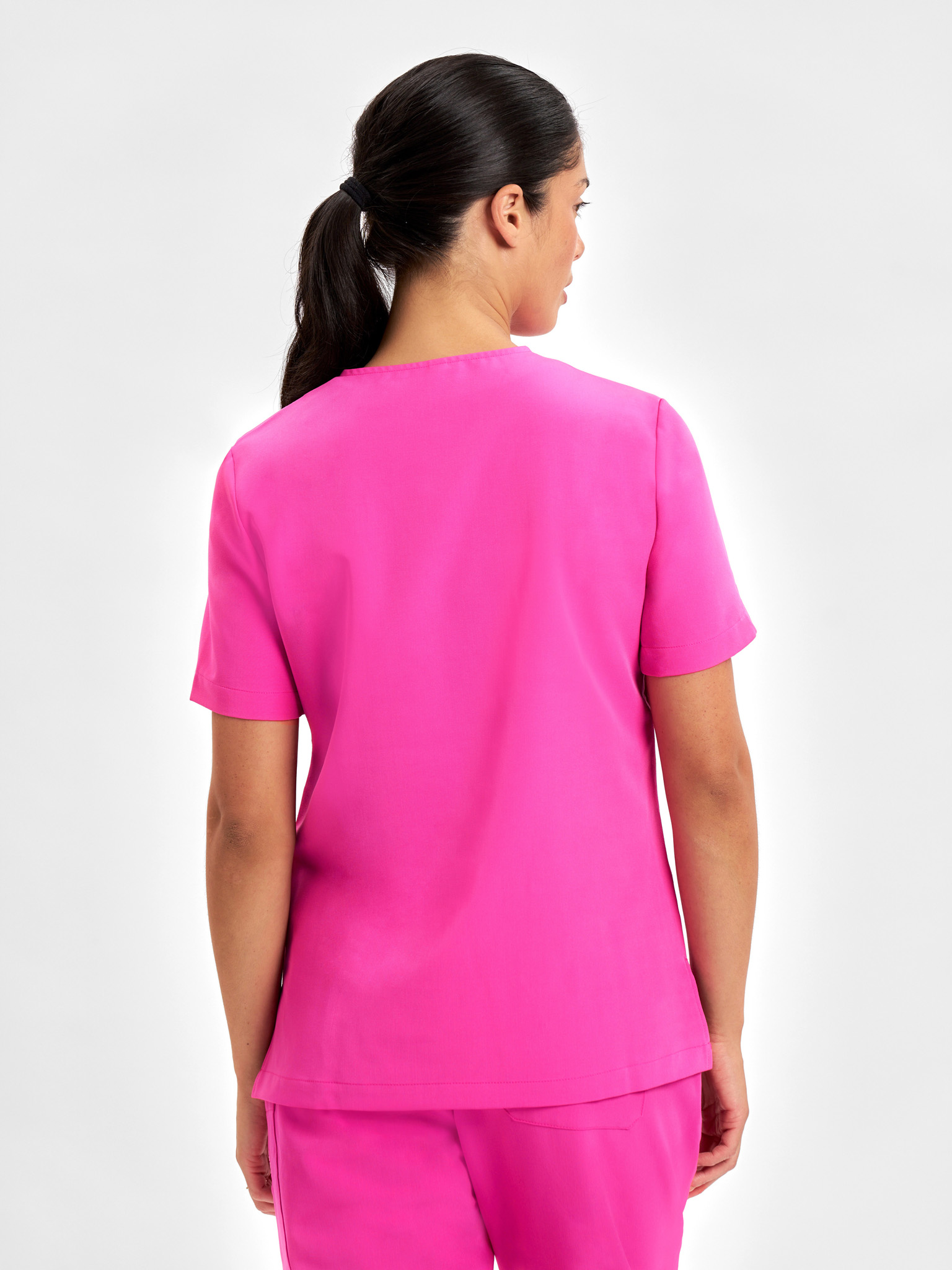 Womens Pink V-Neck Scrub Top - Image 5