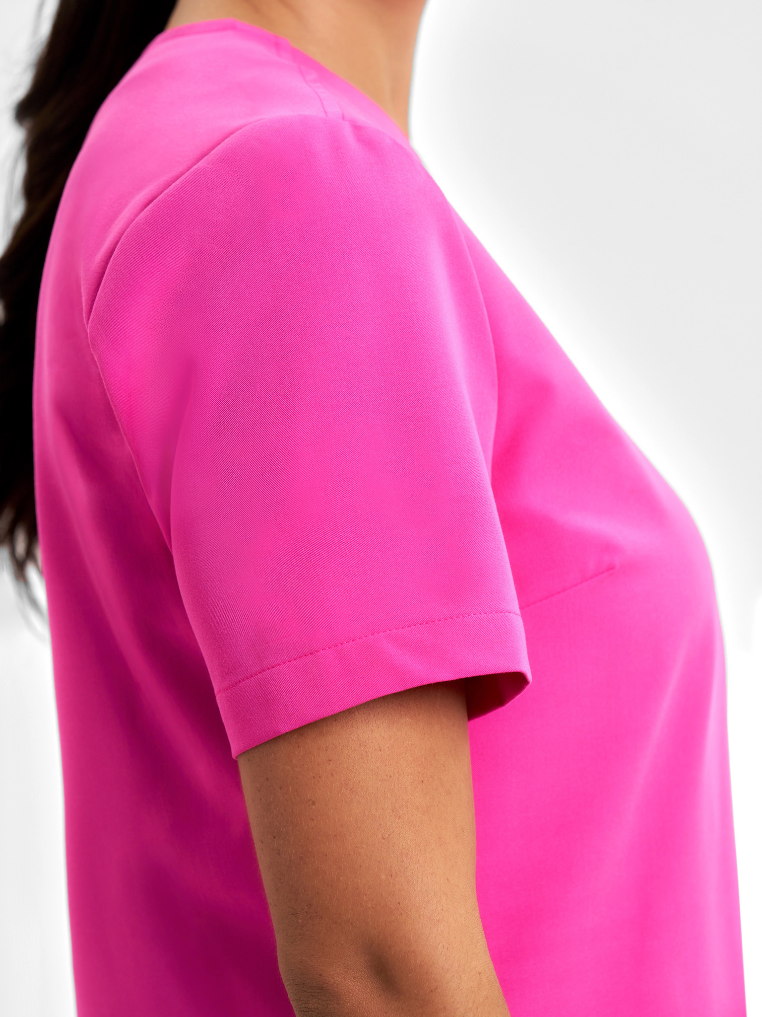 Womens Pink V-Neck Scrub Top - Image 7