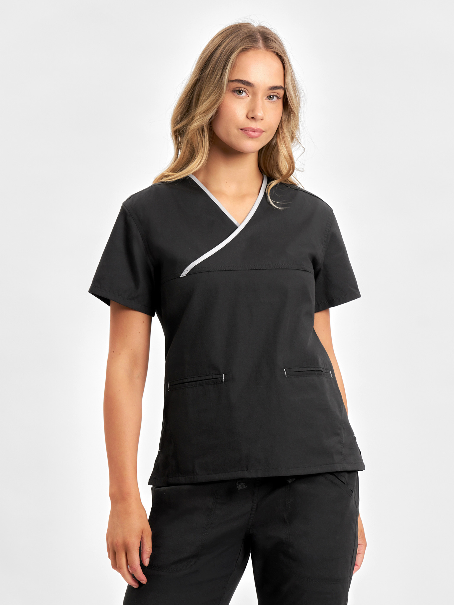 Classic Womens Contrast Crossover Scrub Top - Image 14