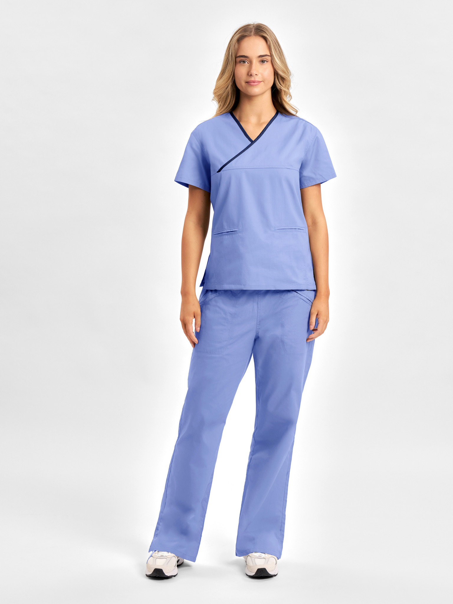 Classic Womens Contrast Crossover Scrub Top - Image 28