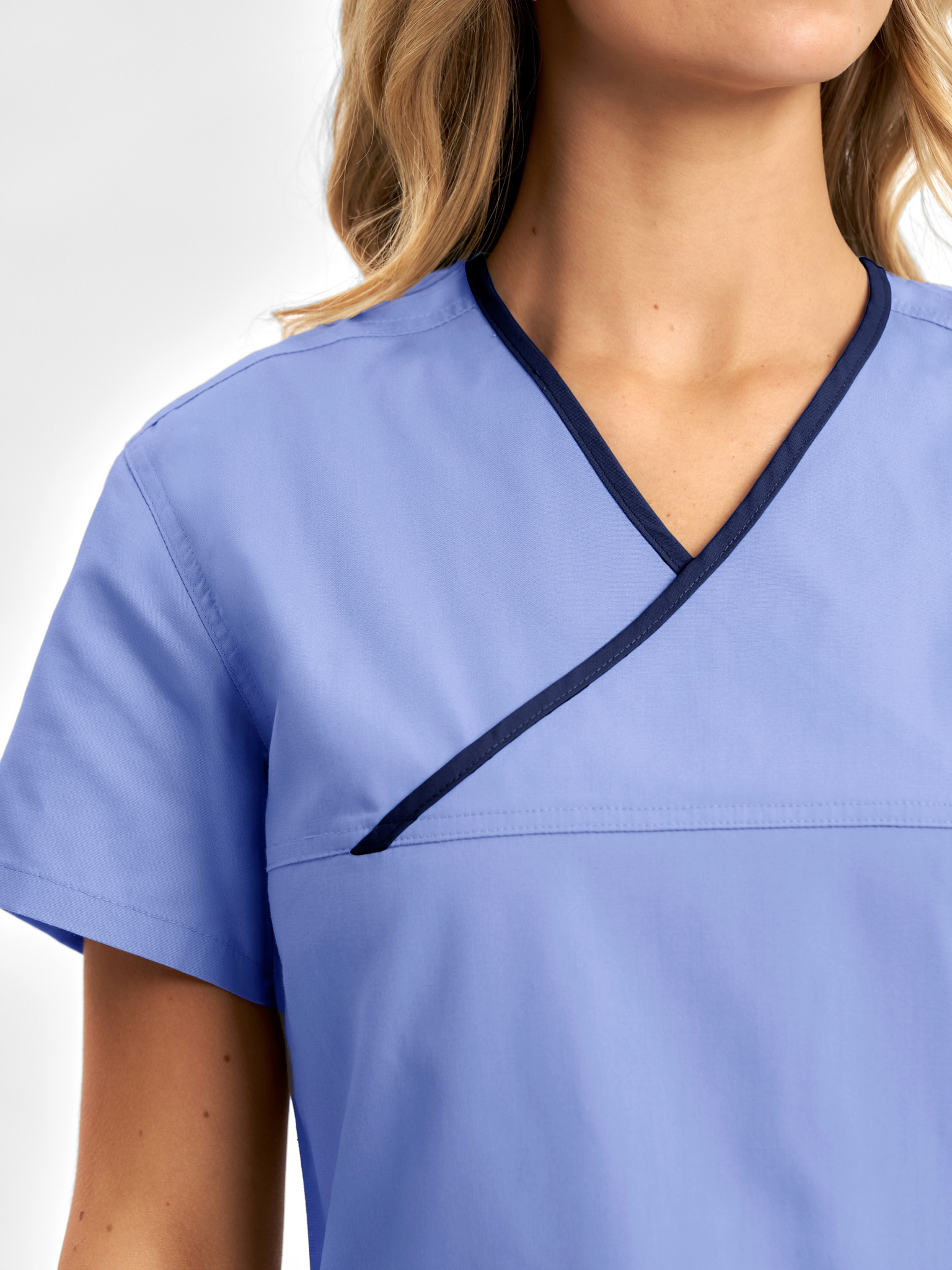 Classic Womens Contrast Crossover Scrub Top - Image 30