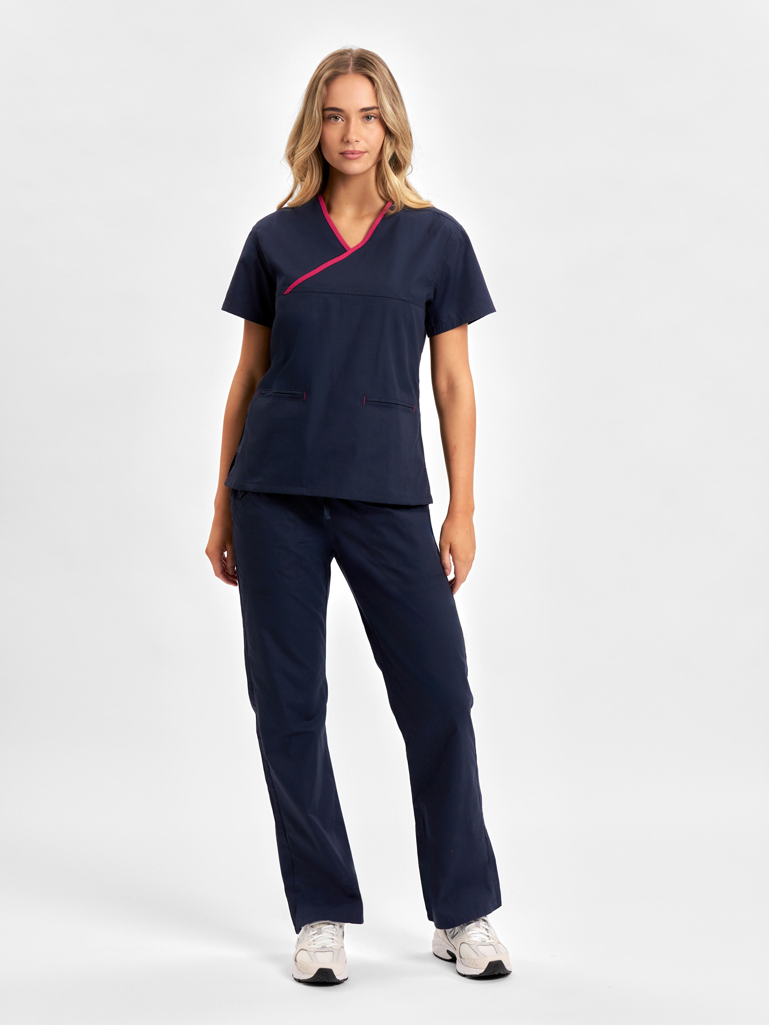 Classic Womens Contrast Crossover Scrub Top - Image 3