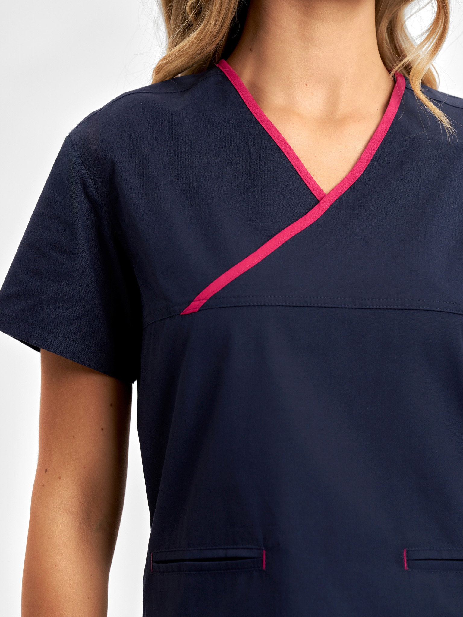 Classic Womens Contrast Crossover Scrub Top - Image 5