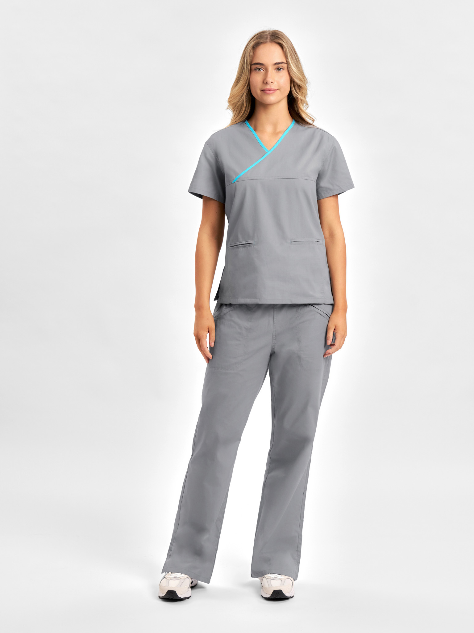 Classic Womens Contrast Crossover Scrub Top - Image 22
