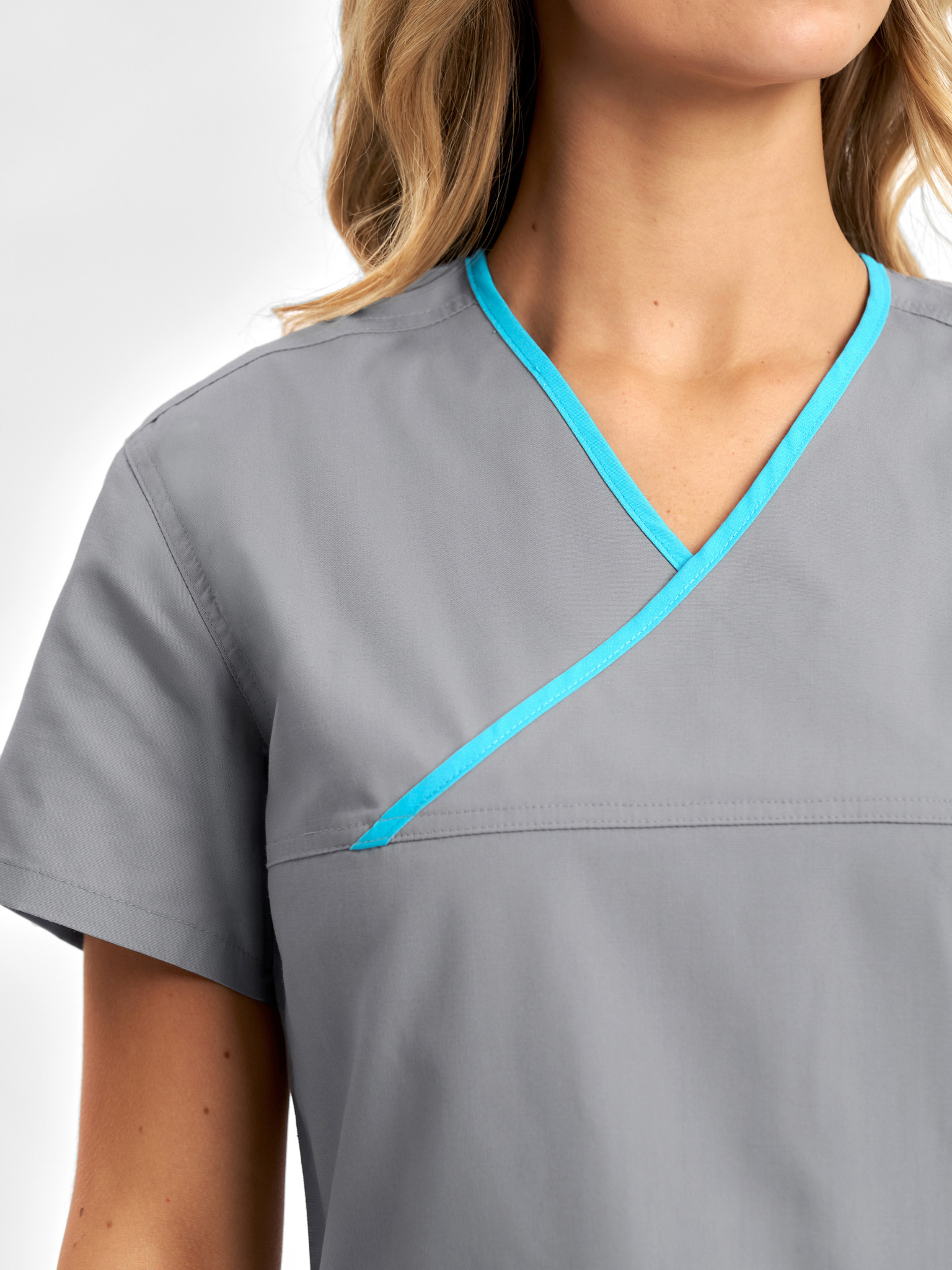 Classic Womens Contrast Crossover Scrub Top - Image 24